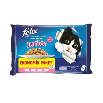 Felix Junior Tavuklu Pouch 4x100 gr Yavru Kedi Maması