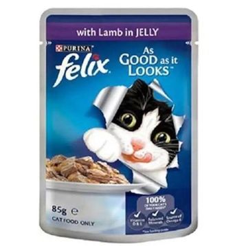 Felix Kuzu Etli 6x100 gr Kedi Maması Pouch