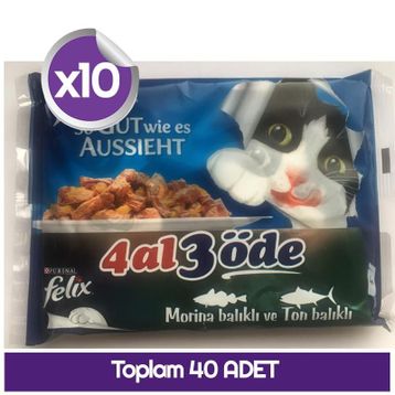 Felix Morina ve Ton Balıklı 40x100 gr Kedi Maması