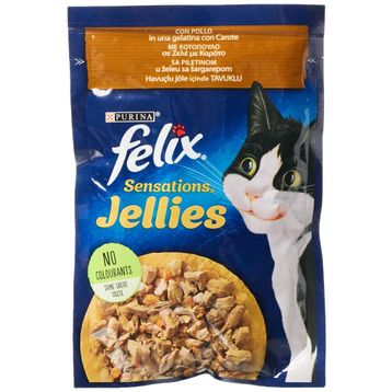 Felix Pouch Sensations Jellies Tavuk Etli ve Havuçlu 26x85 GR Yaş Kedi Maması