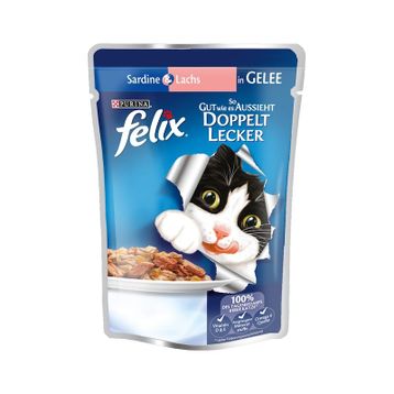 Felix Sardalya ve Somonlu Pouch 48x100 gr Yetişkin Yaş Kedi Mamas