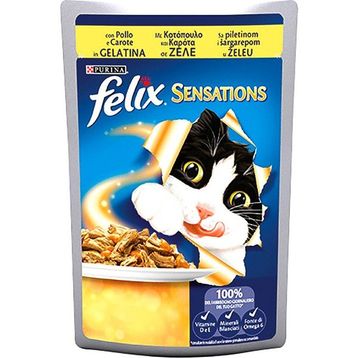 Felix Sensations Jellies Tavuklu ve Havuçlu 6x100 gr Yaş Kedi Maması