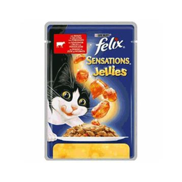 Felix Sensations Sığır Etli Domotesli Jel Pouch Kedi Maması 6x100 gr