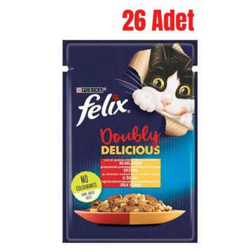 Felix Sigir Etli Ve Kumes Hayvanli Pouch 26x85 gr Kedi Konservesi