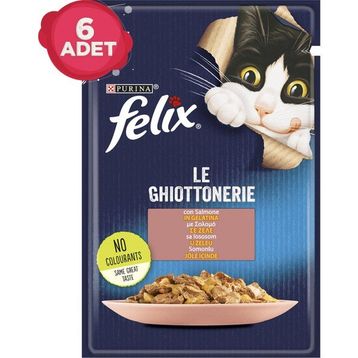 Felix Somonlu Pouch 6 x 85 gr Yetişkin Kedi Yaş Mama Konserve