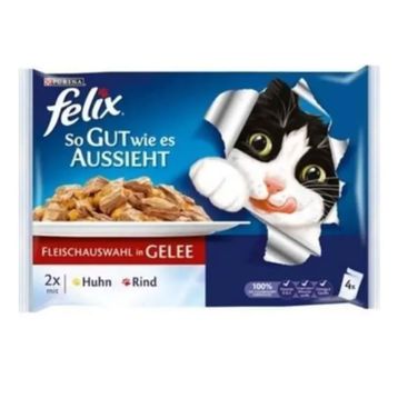 Felix Tavuklu ve Sığır Etli Yetişkin Yaş Özel 4x100 gr Kedi Maması