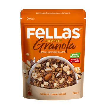 Fellas 270 gr Karışık Kuruyemiş Kakao Protein Granola
