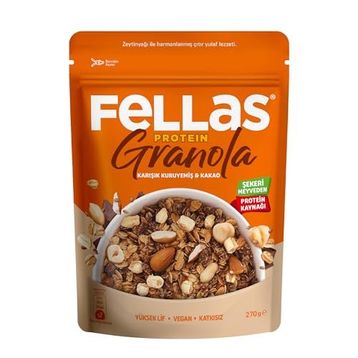 Fellas 270 gr Karışık Kuruyemiş Kakao Protein Granola