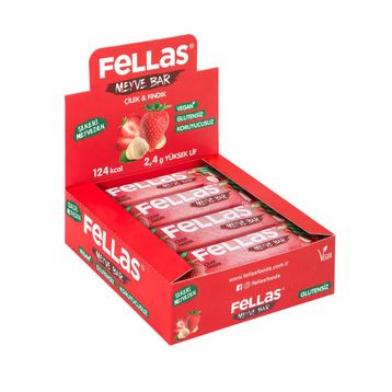 Fellas 35 gr Çilekli ve Fındıklı Meyve Barı (12 adet)