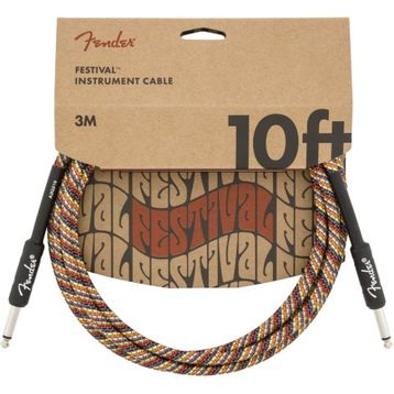 Fender 10' Festival Pure Hemp Rainbow 3 m Enstrüman Kablosu