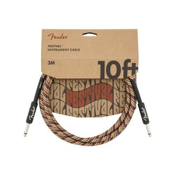 Fender 10' Festival Pure Hemp Rainbow 3 m Enstrüman Kablosu