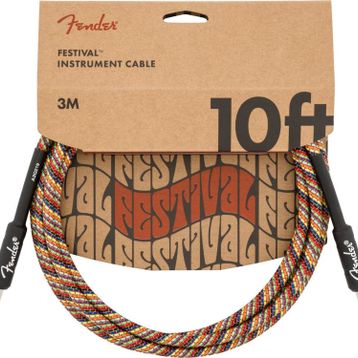 Fender Festival Düz/Düz Uçlu 3 m Pure Hemp Rainbow Enstrüman Kablosu