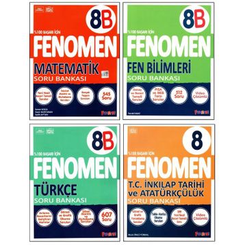 Fenomen 8. Sınıf LGS Matematik Fen Türkçe İnkılap Tarihi Soru Bankası Seti 4 Kitap Gama Yayınları