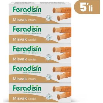 Feradisin Doğal Misvak Özlü Florürsüz Beyazlatıcı 5'li 90 gr Diş Macunu
