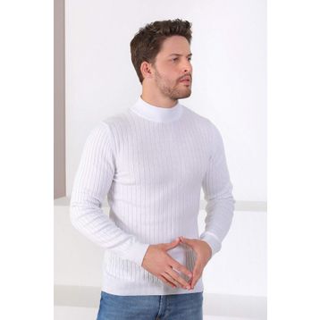 Ferraro 3440 YB Beyaz Yarım Balıkçı Yaka Pamuk Erkek Kazak