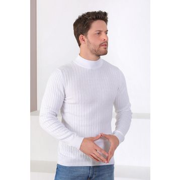Ferraro 3440 YB Beyaz Yarım Balıkçı Yaka Pamuk Erkek Kazak