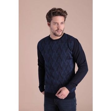 Ferraro 3981 Lacivert Bisiklet Yaka Superfine Yün Erkek Kazak
