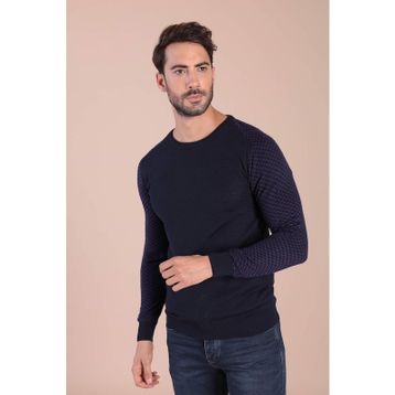 Ferraro 3981 Lacivert Bisiklet Yaka Superfine Yün Erkek Kazak