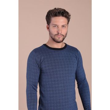 Ferraro 3981 Lacivert Bisiklet Yaka Superfine Yün Erkek Kazak
