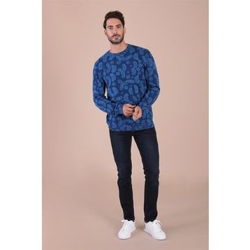 Ferraro 4086 Saks Bisiklet Yaka Pamuk İpek Erkek Kazak