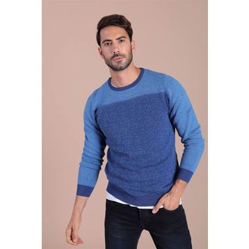 Ferraro 4086 Saks Bisiklet Yaka Pamuk İpek Erkek Kazak