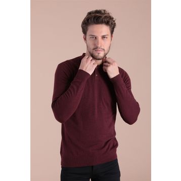 Ferraro FRR 15768 Bordo Bisiklet Yaka Pamuk İpek Erkek Kazak