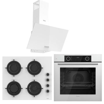 Ferre Flowart QBL62CB - CS206-FA - D087 Beyaz Cam 3'lü Ankastre Set