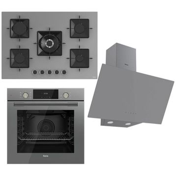 Ferre QMS63CPR - SS038 - D079 Gri 3'lü Ankastre Set