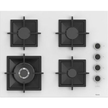 Ferre SC406-WFA Flameart Beyaz Döküm 65 cm Cam Ocak