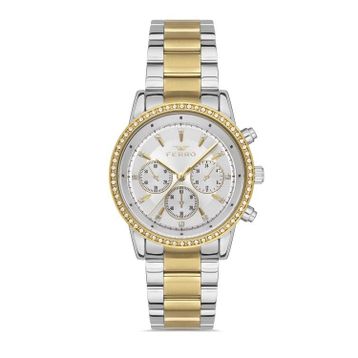 Ferro FL41258A-D Quartz Çelik Altın Gri 36 mm Kadın Kol Saati