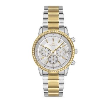 Ferro FL41258A-D Quartz Çelik Altın Gri 36 mm Kadın Kol Saati