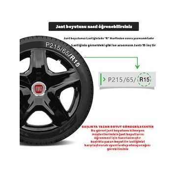 Fiat 14 İnç Amblemli Piano Black 4'lü Takım 201 Jant Kapağı