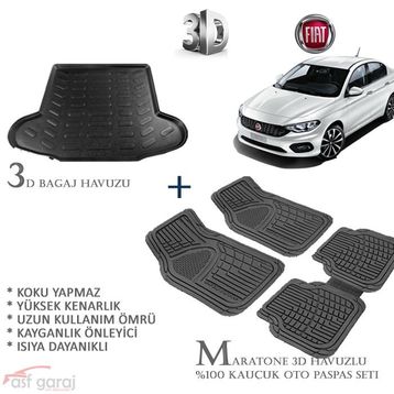 Fiat Egea 3D Havuzlu Ve 3D Bagaj Havuzu Araca Özel Paspas Takımı