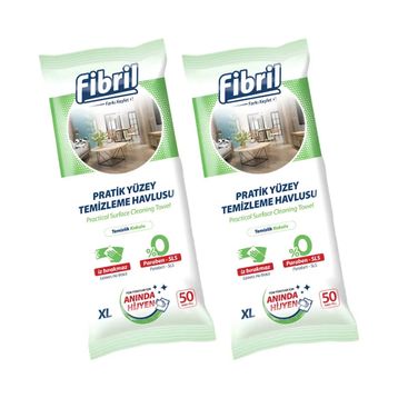 Fibril Beyaz Sirkeli Sabun ve Temizlik Kokulu 50 Yaprak Yüzey Temizlik Havlusu (5 adet)