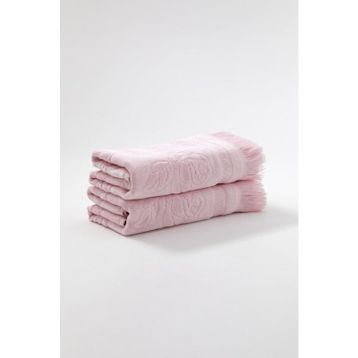 Fiesta Kadife Etamin Saçaklı 2'li 50x90 CM Pembe El Havlusu