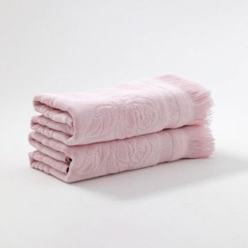 Fiesta Kadife Etamin Saçaklı 2'li 50x90 CM Pembe El Havlusu
