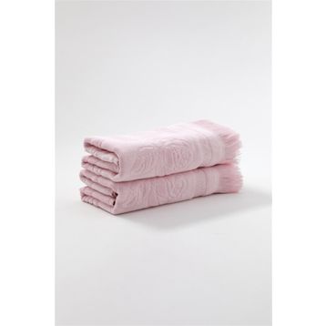Fiesta Kadife Etamin Saçaklı 2'li 50x90 CM Pembe El Havlusu