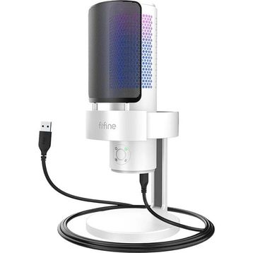 Fifine Ampligame A9 Beyaz RGB USB Yayıncı Mikrofonu