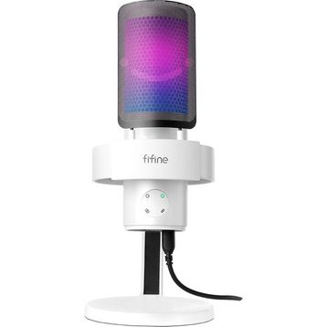 Fifine Ampligame A9 Beyaz RGB USB Yayıncı Mikrofonu