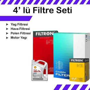 Filtron Alfa Giulietta 1.4 TB Shell Motor Yağı 2010-2018 4'lü Filtre Bakım Seti