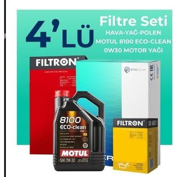 Filtron Citroen DS7 Cross Back 1.6 Benzinli Motul Motor Yağlı 2017-2023 4'lü Filtre Bakım Seti