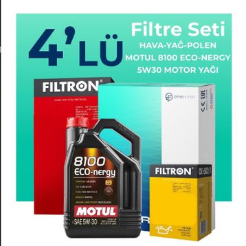 Filtron Dacia Logan 1.4 Benzinli Motul Motor Yağlı 2007-2013 4'lü Filtre Bakım Seti