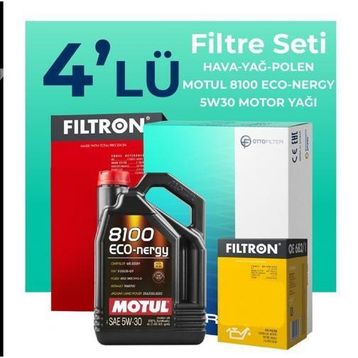 Filtron Dacia Logan 1.6 Benzinli Motul Motor Yağlı 2007-2013 4'lü Filtre Bakım Seti