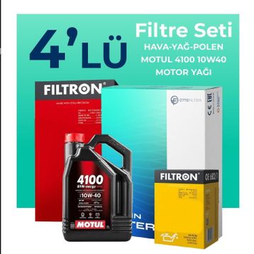 Filtron Fiat Albea 1.4 Benzinli Motul Motor Yağlı 2006-2012 4'lü Filtre Bakım Seti