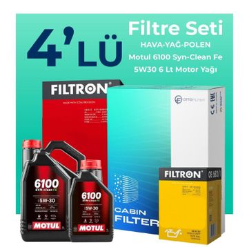 Filtron Fiat Ducato 2.2 Dizel Motul Motor Yağlı 2006-2012 4'lü Filtre Bakım Seti