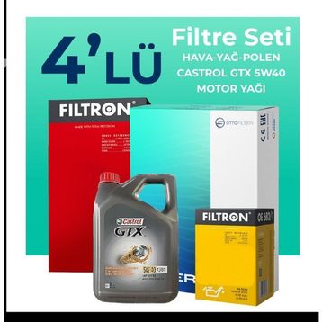 Filtron Fiat Idea 1.3 Dizel Castrol Motor Yağlı 2004-2010 4'lü Filtre Bakım Seti