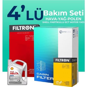 Filtron Fiat Linea 1.3 Dizel Shell Motor Yağlı Euro 5 2009-2017 4'lü Filtre Bakım Seti