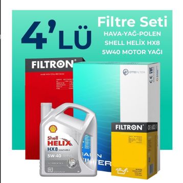 Filtron Fiat Linea 1.4 Benzin Shell Motor Yağlı 2009-2017 4'lü Filtre Bakım Seti