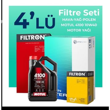 Filtron Fiat Palio 1.4 Benzinli Motul Motor Yağlı 1998-2012 4'lü Filtre Bakım Seti