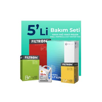 Filtron Ford Courier 1.5 Dizel Shell Motor Yağlı 2014-2019 5'li Filtre Bakım Seti